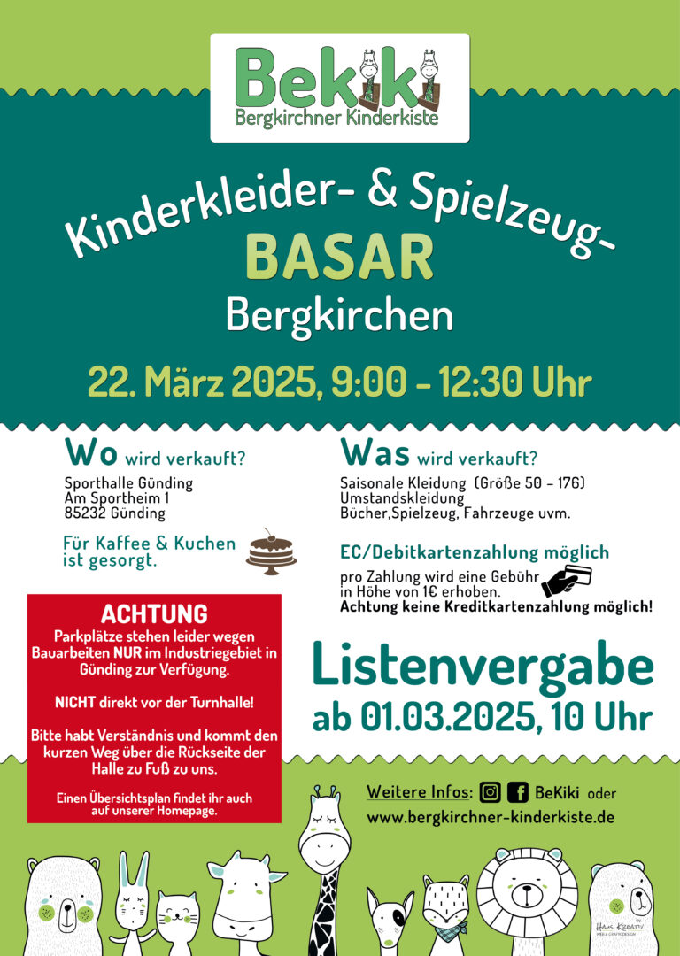 Frühjahrsbasar am Samstag den 22.03.24 in der Sporthalle Günding