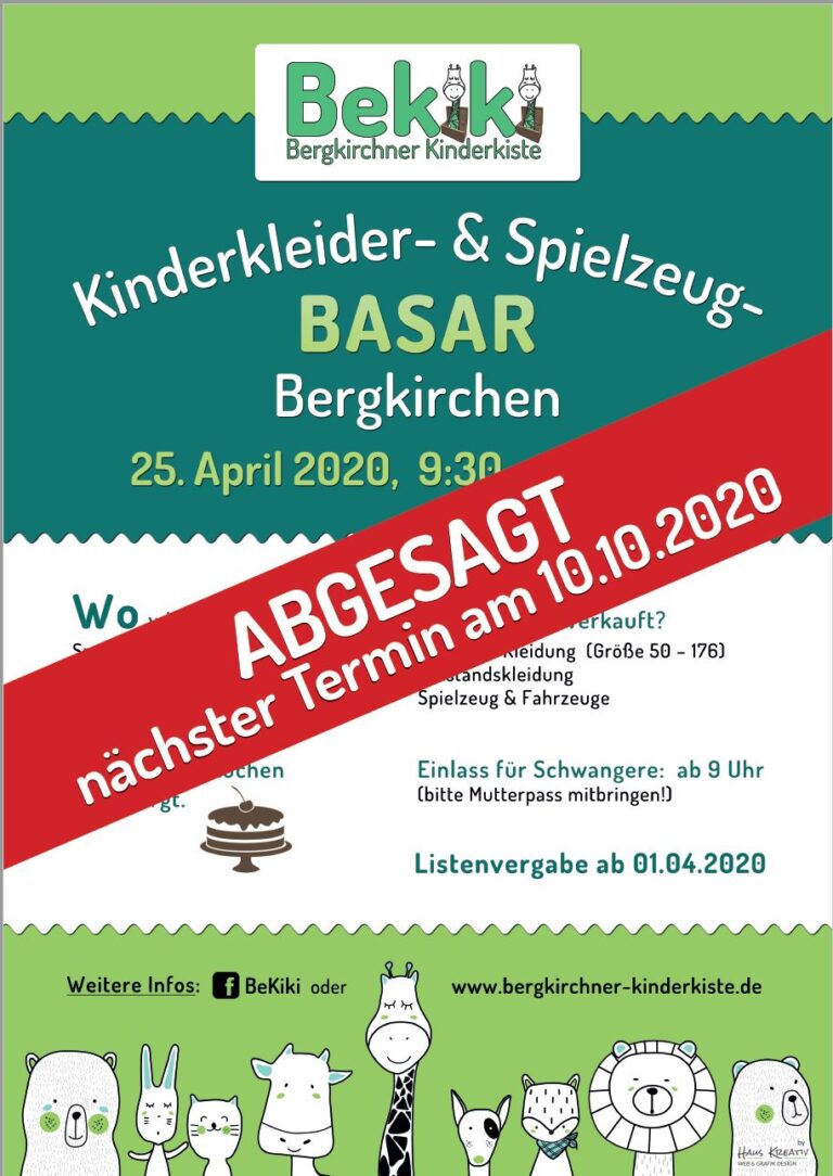 Absage Frühlingsbasar 25.04.2020